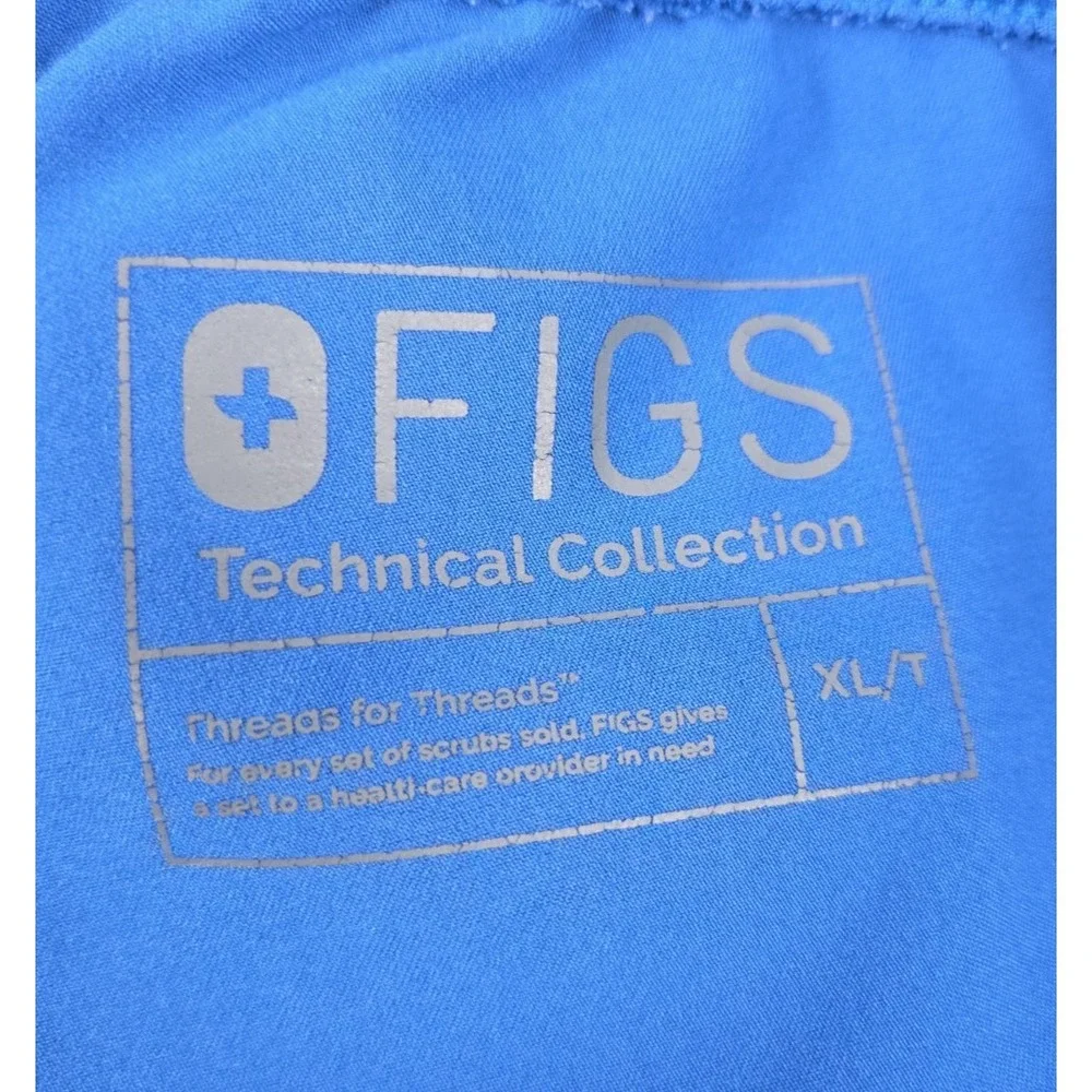 Figs Technical Collection Scrub Pants Mens XL TALL Blue Drawstring Straight Leg